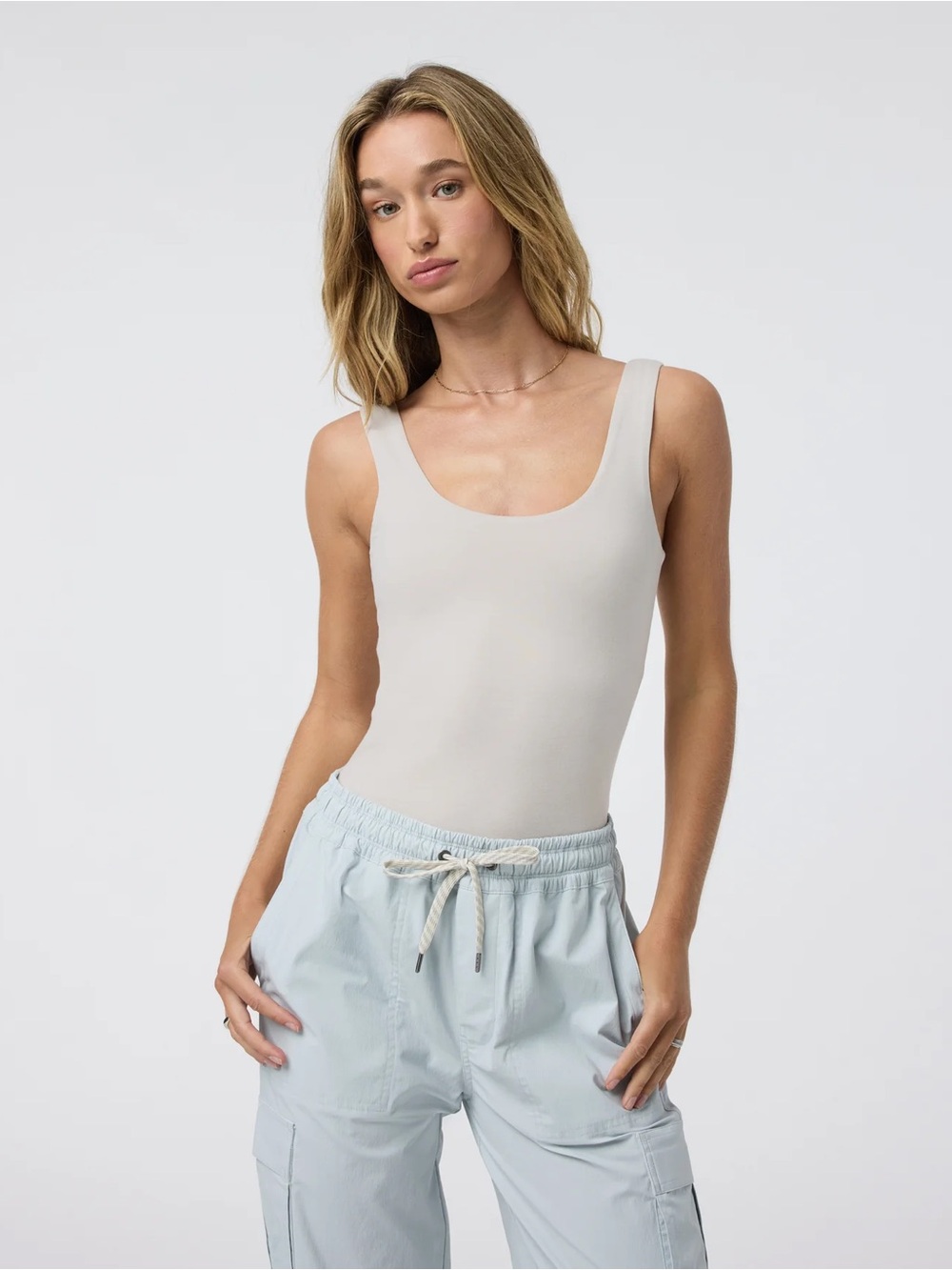 Vuori Sleeveless Halo Bodysuit - Ecru Heather